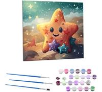 Paint by Number Kits for Adults Beginner, Cute Stars Paint by Numbers Kit On Canvas Adults' Paint-by-Number Kits DIY Oil Painting Kits for Gift Home Wall Decor Art Crafts 45x45cm (Frameless) x-494