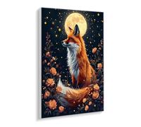 Paint by Number Kits for Adults Beginner, Fox Moon Paint by Numbers Kit On Canvas Adults' Painting by Numbers Kits DIY Oil Painting Kit for Gifts Home Wall Decor Art Crafts 40 x 50 cm (Frameless) e324
