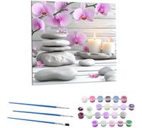 Paint by Number Kits for Adults Beginner, Orchid Zen Intent Paint by Numbers Kit On Canvas Adults' Paint-by-Number Kits DIY Oil Painting Kits for Home Wall Decor Art Crafts 60x60cm (Frameless) x-514