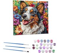 Paint by Number Kits for Adults Beginner, Welsh Corgi Paint by Numbers Kit On Canvas Adults' Paint-by-Number Kits DIY Oil Painting Kits for Gift Home Wall Decor Art Crafts 50x50cm (Frameless) x-470