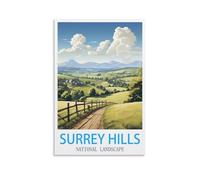 Paint by Number Kits for Adults Beginners,Surrey Hills National Landscape Beginner, DIY Canvas Painting Gift Kits for Home Decoration 20x30cm