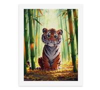 Paint by Numbers A Baby Tiger with Glasses in Bamboo Forest Digital Painting Kit for Adults Create Your Own Magical Scene Art Supplies Unframed 40x50CM