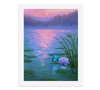 Paint by Numbers A Blue Butterfly by A Water Lily at Sunset Digital Painting Kit for Adults Create Your Own Magical Scene Art Supplies Unframed 40x50CM