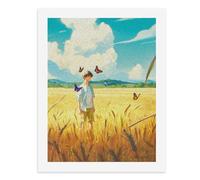 Paint by Numbers A Boy in A Wheat Field Surrounded by Butterflies Digital Painting Kit for Adults Create Your Own Magical Scene Art Supplies Unframed 40x50CM