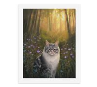 Paint by Numbers A Cat in A Forest with Sunlight Filtering Through The Trees Digital Painting Kit for Adults Create Your Own Magical Scene Art Supplies Unframed 40x50CM