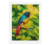 Paint by Numbers A Colorful Bird Perched on A Branch Surrounded by Vibrant Green Leaves Digital Painting Kit for Adults Create Your Own Magical Scene Art Supplies Unframed 40x50CM