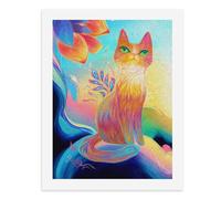 Paint by Numbers A Colorful Cat Sitting on Abstract Waves Digital Painting Kit for Adults Create Your Own Magical Scene Art Supplies Unframed 40x50CM