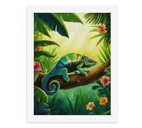 Paint by Numbers A Colorful Chameleon Perched on A Tree Branch in A Lush Jungle Digital Painting Kit for Adults Create Your Own Magical Scene Art Supplies Unframed 40x50CM