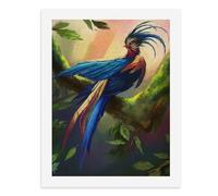 Paint by Numbers A Colorful Fantastical Bird Perches on A Moss-Covered Branch in A Vibrant Forest Digital Painting Kit for Adults Create Your Own Magical Scene Art Supplies Unframed 40x50CM