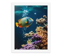 Paint by Numbers A Colorful Fish Swims Near Vibrant Coral Reefs-1 Digital Painting Kit for Adults Create Your Own Magical Scene Art Supplies Unframed 40x50CM