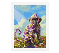 Paint by Numbers A Colorful Floral Monkey in A Vibrant Field Digital Painting Kit for Adults Create Your Own Magical Scene Art Supplies Unframed 40x50CM