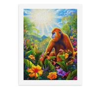 Paint by Numbers A Colorful Monkey Surrounded by Vibrant Flowers in A Lush Jungle Digital Painting Kit for Adults Create Your Own Magical Scene Art Supplies Unframed 40x50CM