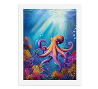 Paint by Numbers A Colorful Octopus Swimming Among Vibrant Coral Reefs Digital Painting Kit for Adults Create Your Own Magical Scene Art Supplies Unframed 40x50CM