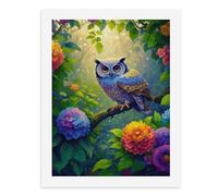 Paint by Numbers A Colorful Owl Perched Among Vibrant Flowers Digital Painting Kit for Adults Create Your Own Magical Scene Art Supplies Unframed 40x50CM