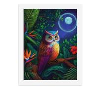Paint by Numbers A Colorful Owl Perched on A Branch Under A Full Moon Digital Painting Kit for Adults Create Your Own Magical Scene Art Supplies Unframed 40x50CM