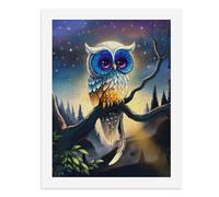 Paint by Numbers A Colorful Owl Perched on A Tree Branch Digital Painting Kit for Adults Create Your Own Magical Scene Art Supplies Unframed 40x50CM