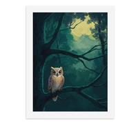 Paint by Numbers A Colorful Owl Perched on A Tree Branch in A Moonlit Forest Digital Painting Kit for Adults Create Your Own Magical Scene Art Supplies Unframed 40x50CM
