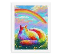 Paint by Numbers A Colorful Rainbow Cat Lounging in A Field of Flowers Digital Painting Kit for Adults Create Your Own Magical Scene Art Supplies Unframed 40x50CM