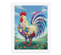 Paint by Numbers A Colorful Rooster Adorned with Flowers Digital Painting Kit for Adults Create Your Own Magical Scene Art Supplies Unframed 40x50CM