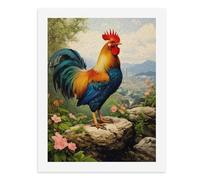 Paint by Numbers A Colorful Rooster Perched on A Rocky Outcrop Digital Painting Kit for Adults Create Your Own Magical Scene Art Supplies Unframed 40x50CM