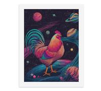 Paint by Numbers A Colorful Rooster Standing Amidst Swirling Cosmic Waves Digital Painting Kit for Adults Create Your Own Magical Scene Art Supplies Unframed 40x50CM