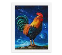 Paint by Numbers A Colorful Rooster Standing on A Rocky Outcrop Under A Starry Sky Digital Painting Kit for Adults Create Your Own Magical Scene Art Supplies Unframed 40x50CM