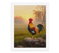 Paint by Numbers A Colorful Rooster Stands on A Rock in Front of A Misty Sunrise Digital Painting Kit for Adults Create Your Own Magical Scene Art Supplies Unframed 40x50CM
