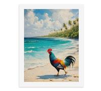 Paint by Numbers A Colorful Rooster Stands on A Tropical Beach Digital Painting Kit for Adults Create Your Own Magical Scene Art Supplies Unframed 40x50CM