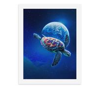 Paint by Numbers A Colorful Sea Turtle Floating in Space with Earth in The Background Digital Painting Kit for Adults Create Your Own Magical Scene Art Supplies Unframed 40x50CM