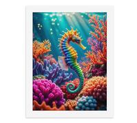 Paint by Numbers A Colorful Seahorse Surrounded by Vibrant Coral Reefs Digital Painting Kit for Adults Create Your Own Magical Scene Art Supplies Unframed 40x50CM
