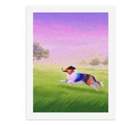 Paint by Numbers A Colorful Shetland Sheepdog Running in A Field Digital Painting Kit for Adults Create Your Own Magical Scene Art Supplies Unframed 40x50CM