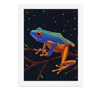 Paint by Numbers A Colorful Tree Frog Perched on A Branch Under A Starry Sky Digital Painting Kit for Adults Create Your Own Magical Scene Art Supplies Unframed 40x50CM
