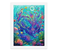 Paint by Numbers A Colorful Underwater Fox Surrounded by Vibrant Marine Life Digital Painting Kit for Adults Create Your Own Magical Scene Art Supplies Unframed 40x50CM