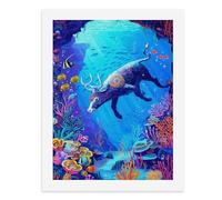 Paint by Numbers A Colorful Underwater Scene with A Decorated Bull Swimming Among Vibrant Coral Reefs Digital Painting Kit for Adults Create Your Own Magical Scene Art Supplies Unframed 40x50CM