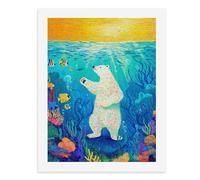 Paint by Numbers A Colorful Underwater Scene with A Polar Bear Standing on Its Hind Legs Digital Painting Kit for Adults Create Your Own Magical Scene Art Supplies Unframed 40x50CM