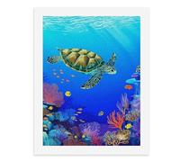 Paint by Numbers A Colorful Underwater Scene with A Swimming Turtle-5 Digital Painting Kit for Adults Create Your Own Magical Scene Art Supplies Unframed 40x50CM