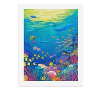 Paint by Numbers A Colorful Underwater Scene with Vibrant Coral Reefs and Diverse Fish Swimming Around Digital Painting Kit for Adults Create Your Own Magical Scene Art Supplies Unframed 40x50CM