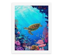 Paint by Numbers A Colorful Underwater Scene with Vibrant Coral Reefs and Swimming Fish-3 Digital Painting Kit for Adults Create Your Own Magical Scene Art Supplies Unframed 40x50CM