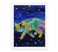 Paint by Numbers A Colorful Vibrant Cat Against A Starry Night Sky Digital Painting Kit for Adults Create Your Own Magical Scene Art Supplies Unframed 40x50CM