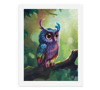 Paint by Numbers A Colorful Vibrant Owl Perched on A Branch Digital Painting Kit for Adults Create Your Own Magical Scene Art Supplies Unframed 40x50CM