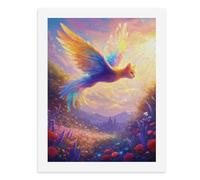 Paint by Numbers A Colorful Winged Cat Soaring Above A Vibrant Flower Field Digital Painting Kit for Adults Create Your Own Magical Scene Art Supplies Unframed 40x50CM