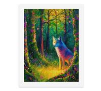 Paint by Numbers A Colorful Wolf in A Vibrant Forest SceneThe Multicolored Canine Stands Amidst Lush Greenery Digital Painting Kit for Adults Create Your Own Magical Scene Art Supplies Unframed 40x5