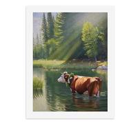 Paint by Numbers A Cow with Flowers in Its Neck Standing in Water Digital Painting Kit for Adults Create Your Own Magical Scene Art Supplies Unframed 40x50CM