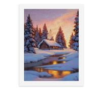 Paint by Numbers A Cozy Cabin Nestled Among Snow-Covered Trees Digital Painting Kit for Adults Create Your Own Magical Scene Art Supplies Unframed 40x50CM