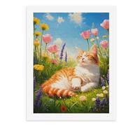 Paint by Numbers A Cozy Cat Nestled Among Colorful Flowers-2 Digital Painting Kit for Adults Create Your Own Magical Scene Art Supplies Unframed 40x50CM