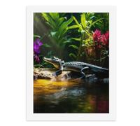 Paint by Numbers A Crocodile Resting by The Water in A Lush Colorful Jungle Digital Painting Kit for Adults Create Your Own Magical Scene Art Supplies Unframed 40x50CM