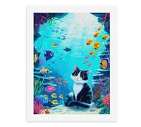 Paint by Numbers A Curious Cat in an Underwater World Digital Painting Kit for Adults Create Your Own Magical Scene Art Supplies Unframed 40x50CM