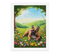 Paint by Numbers A Cute French Bulldog Lying in A Field of Colorful Flowers Digital Painting Kit for Adults Create Your Own Magical Scene Art Supplies Unframed 40x50CM