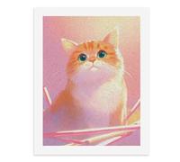 Paint by Numbers A Cute Orange Cat with Green Eyes Sitting Amidst Colorful Straws Digital Painting Kit for Adults Create Your Own Magical Scene Art Supplies Unframed 40x50CM