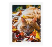 Paint by Numbers A Cute Orange Tabby Cat Lying in Autumn Leaves Digital Painting Kit for Adults Create Your Own Magical Scene Art Supplies Unframed 40x50CM